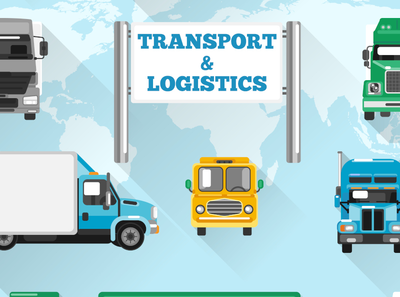 Vector red truck delivers flammable oil in tank. Background with vehicle, green trees and sky with clouds. Transport with cistern of liquid gasoline, fuel on the road. Industrial lorry with petroleum.